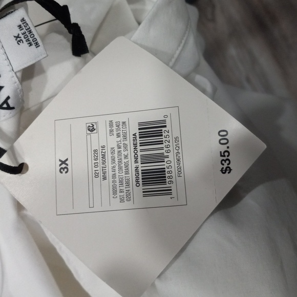 Ava & Viv White Button-Up Side Pockets Cotton Midi Dress Women's Plus Size 3X - Picture 12 of 15